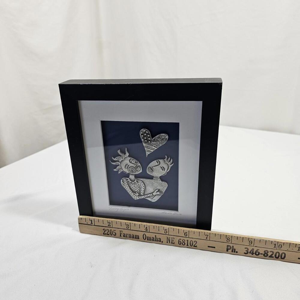Leandra Drumm Loving Couple Wall Hanging Framed Pewter Art - Picture 9 of 9